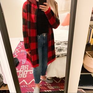 Red plaid cardigan